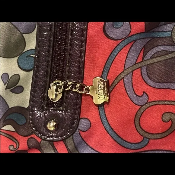 Kathy Van Zeeland Y2K Hobo Boho Red Black Purple Floral Fabric Gem Accents Bag - Picture 5 of 10